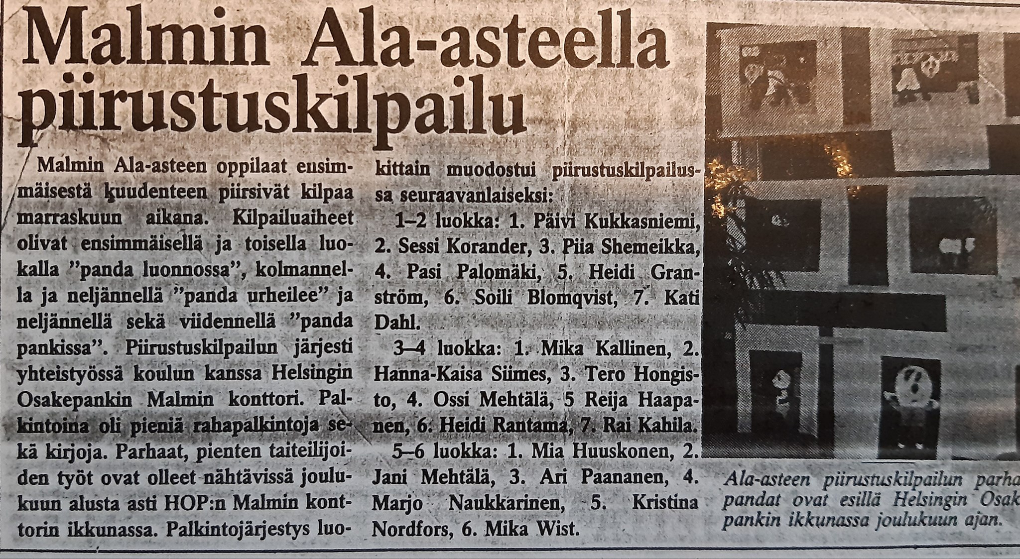 Ala-aste-piirustuskilpailuvoitto